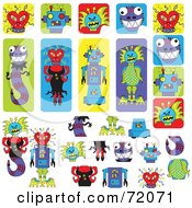 Digital Collage Of Peeling Monster Stickers And Items
