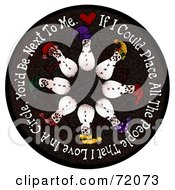 Poster, Art Print Of Circle Of Snowmen On A Black Circle With Text