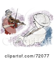 Poster, Art Print Of Two Views Of Male Violinists