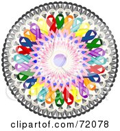 Poster, Art Print Of Circular Design Of Colorful Awareness Ribbons