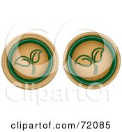 Poster, Art Print Of Digital Collage Of Two Beige And Green Seedling Buttons