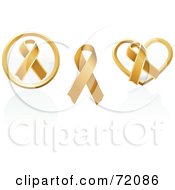 Royalty Free RF Clipart Illustration Of A Digital Collage Of Gold Awareness Ribbon Icons
