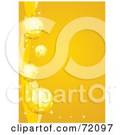 Royalty Free RF Clipart Illustration Of A Background Of Golden Sparkly Christmas Baubles Over Yellow