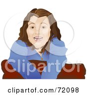 Royalty Free RF Clipart Illustration Of A Happy Brunette Teenaged Girl Leaning Over A Pillow