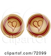 Poster, Art Print Of Digital Collage Of Two Beige And Red Heart Buttons