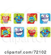 Poster, Art Print Of Digital Collage Of Peeling Monster Face Stickers