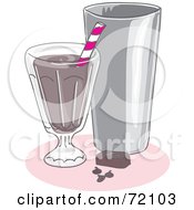 Chocolate Milk Shake With A Straw And Silver Cup