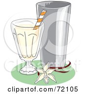 Royalty Free RF Clipart Illustration Of A Vanilla Milk Shake With A Straw And Silver Cup by inkgraphics #COLLC72105-0143