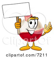 Fishing Bobber Mascot Cartoon Character Holding A Blank Sign