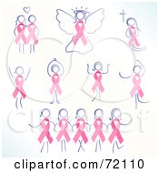 Poster, Art Print Of Digital Collage Of Women And Angels With Breast Cancer Awareness Ribbon Bodies