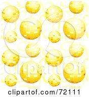 Royalty Free RF Clipart Illustration Of A Background Of Golden Disco Balls And Ribbons