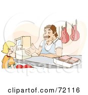 Poster, Art Print Of Woman Ordering Meat In A Butcher Shop