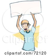 Poster, Art Print Of Energetic Little Boy Holding Up A Blank Sign