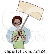 Poster, Art Print Of Friendly African American Boy Holding A Blank Sign