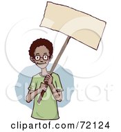 Royalty Free RF Clipart Illustration Of A Friendly African American Boy Holding A Blank Sign by PlatyPlus Art