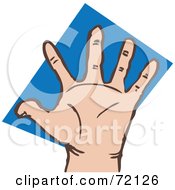 Royalty Free RF Clipart Illustration Of A Stretched Out Hand Over A Blue Diamond