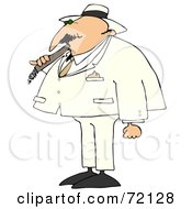 Royalty Free RF Clipart Illustration Of A Man Smoking A Cigar And Wearing A White Suit