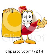 Poster, Art Print Of Fishing Bobber Mascot Cartoon Character Holding A Yellow Sales Price Tag