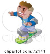 Poster, Art Print Of Happy Hispanic Boy Wearing Knee Pads And Skateboarding