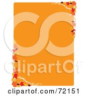 Poster, Art Print Of Orange Background With Fall Leaf Corners And White Trim