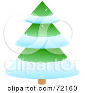 Poster, Art Print Of Sparkly Tiered Green Christmas Tree With Snow Flocked Trim