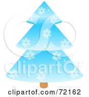 Royalty Free RF Clipart Illustration Of A Sparkly Tiered Blue Christmas Tree With Snowflakes