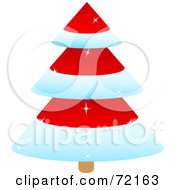 Poster, Art Print Of Sparkly Tiered Red Christmas Tree With Snow Flocked Trim