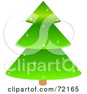 Royalty Free RF Clipart Illustration Of A Sparkly Tiered Green Evergreen Tree