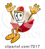 Clipart Picture Of A Fishing Bobber Mascot Cartoon Character Jumping