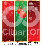 Poster, Art Print Of Digital Collage Of Red And Green Snowflake And Christmas Ornament Banners