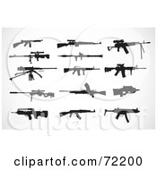 Poster, Art Print Of Digital Collage Of Firearm Silhouettes In Black