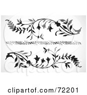 Poster, Art Print Of Digital Collage Of Black Silhouetted Floral Vine Scrolls And Divider Designs