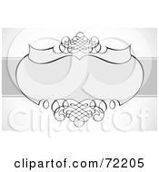 Poster, Art Print Of Gray Ornamental Frame With A Banner And Shaded White Background