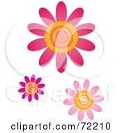 Poster, Art Print Of Pink And Yellow Swirly Center Flowers