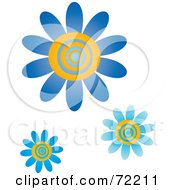 Poster, Art Print Of Blue And Yellow Swirly Center Flowers