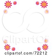 Poster, Art Print Of White Background With Pink Daisy Flower Corners