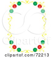 Poster, Art Print Of White Background With A Colorful Christmas Ornament And Gold Ribbon Border
