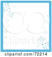 Poster, Art Print Of White Background With Blue Trim And Snowflakes