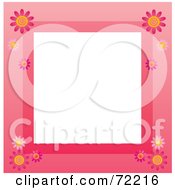 Poster, Art Print Of Pink Border With Daisy Flowers Around White