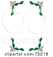 White Background With Pine Cone And Branch Corners