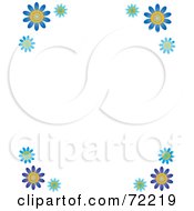 Poster, Art Print Of White Background With Blue Daisy Flower Corners