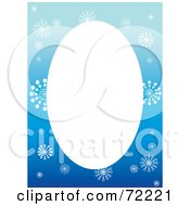 Poster, Art Print Of Blue Snowflake Border Around A Blank Oval Space