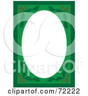 Green Pinecone Frame Border Around A Blank White Oval Space
