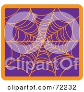 Poster, Art Print Of Orange Creepy Spider Web On Purple