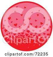 Poster, Art Print Of Pink Circle With A Swarm Of Red Hearts