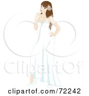 Royalty Free RF Clipart Illustration Of A Flirty Brunette Bride Holding Champagne by Rosie Piter