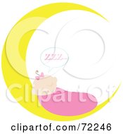 Royalty Free RF Clipart Illustration Of A Baby Girl Sleeping On A Crescent Moon by Rosie Piter