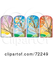 Royalty Free RF Clipart Illustration Of A Digital Collage Of Stained Glass Trees by Rosie Piter