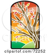 Royalty Free RF Clipart Illustration Of A Stained Glass Autumn Tree by Rosie Piter