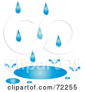 Poster, Art Print Of Blue Rain Filling Up A Puddle